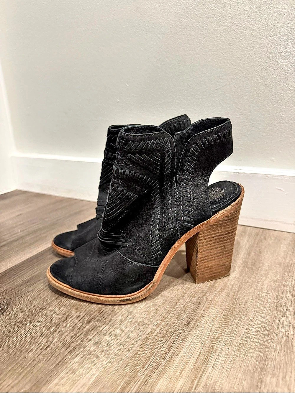 Vince Camuto Koral Black & Brown Peep Toe US 8